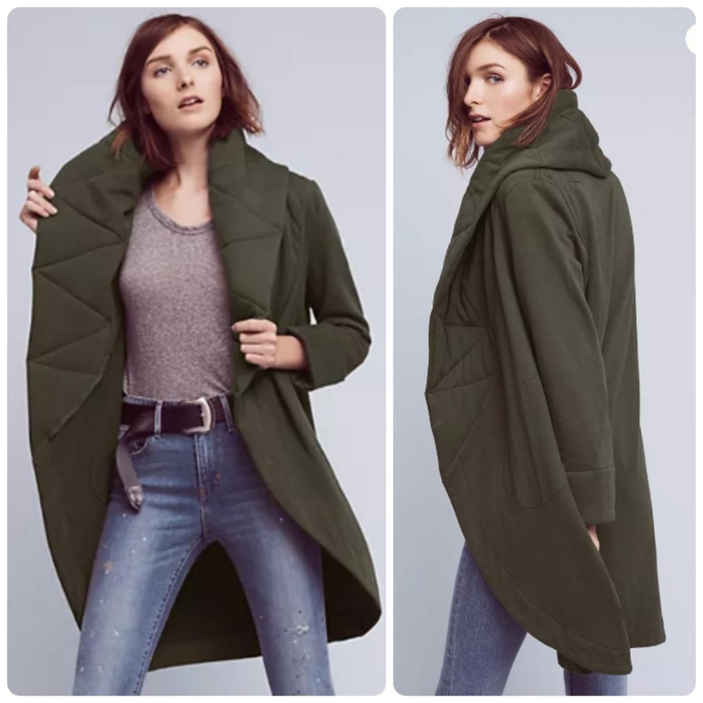 Anthropologie Green Quilted Blazer Jacket